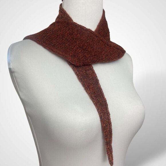 Sophie Scarf Brown Burnt Orange Wool Neck Warmer Hand Knit Women Neckerchief - Picture 6 of 8